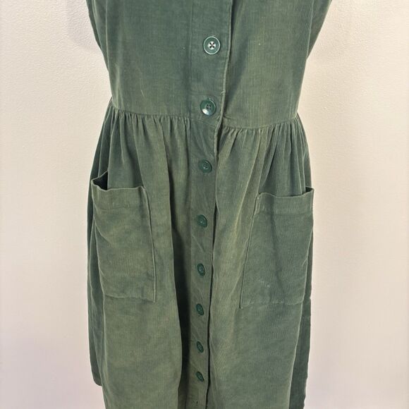 The Vermont Country Store Women’s S Corduroy Green Jumper Dress FLAWED - Picture 2 of 14